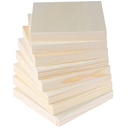 ADXCO 8 Pack Wood Panels 6 x 6 Inch Unfinished Wood Canvas Wooden Panel Boards for Painting, Pouring, Arts Use with Oils, Acrylics ADXCO
