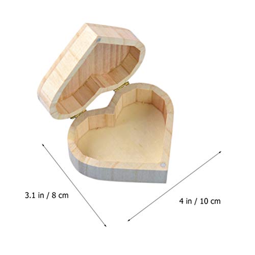 Healifty 2pcs Box Wooden Box Valentines Day Heart Wood Block Necklace Storage Heart- Shaped Wooden Things to Paint Kids Jewelry Organizer Gift Healifty