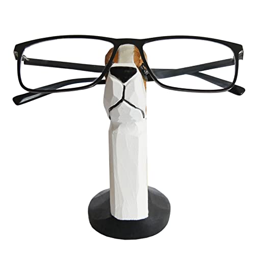 Red Dollar Handmade Wood Carved Animal Eyeglass Holder, Cute Sunglasses Display Stand, Nightstand Home Office Desk Decor, Christmas Holiday New Year Red Dollar