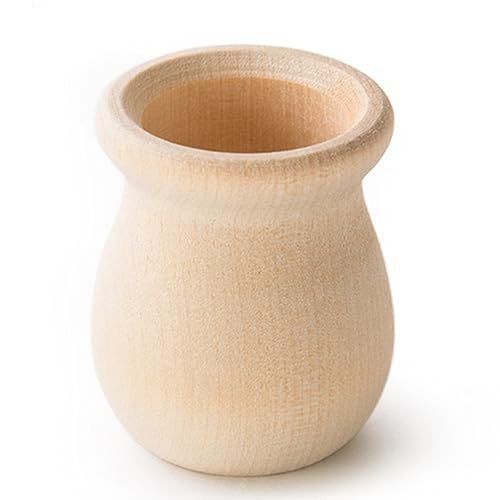 Pinehurst Crafts Premium Unfinished Wooden Bean Pot Candle Cup, Great for Candlestick, Honey Pot or Flower Pot, 1-9/16 Inch Tall (7/8" Hole), Pack of Pinehurst Crafts