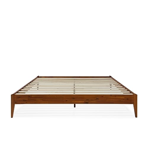 Bme Dinkee Solid Wood King Bed Frame - 15 Inch Modern Minimalist Design with Wood Slat Support Bme