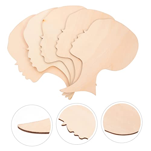 SEWACC 10pcs Painting Wood Chips Wooden Template Head Woman Silhouette Wood Head African Girl Wooden Slices Wood Cutout DIY Wood Cutout Crafts Wood SEWACC