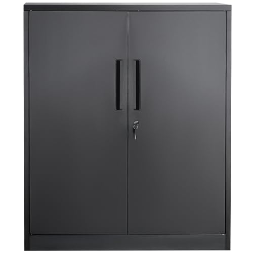 VEVOR Metal Storage Cabinet with 2 Magnetic Doors and 2 Adjustable Shelves, 200 lbs Capacity per Shelf, Locking Steel Storage Cabinet, 42'' Metal VEVOR