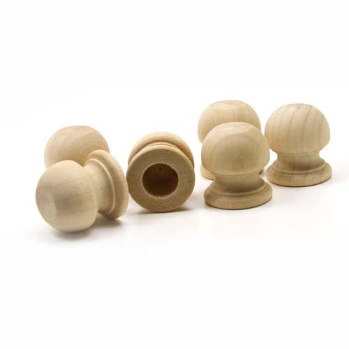 Mylittlewoodshop Pkg of 6 - Finial Dowel Cap - 1-1/16 Tall with 1/2 inch Hole Unfinished Wood (WW-DC8005-6) Unique Wood Shapes