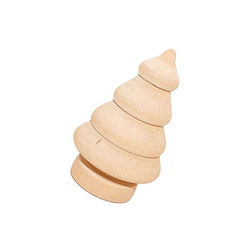 SEWACC Wood Decor 10pcs Unfinished Wooden Christmas Trees Mini Wood Christmas Trees Blank Wood Xmas Tree Wooden Dolls for DIY Arts Crafts Drawing SEWACC