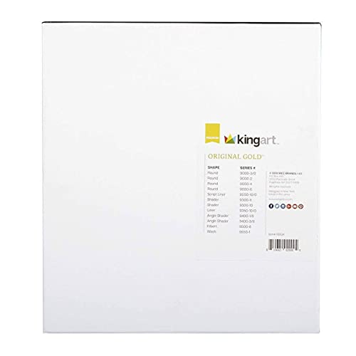 KINGART Premium Original Gold Series Handcrafted Golden Taklon Multimedia Artist Brushes, Gift Box, Set of 12, Black Glosss Handle, for Oil, Acrylic, KINGART