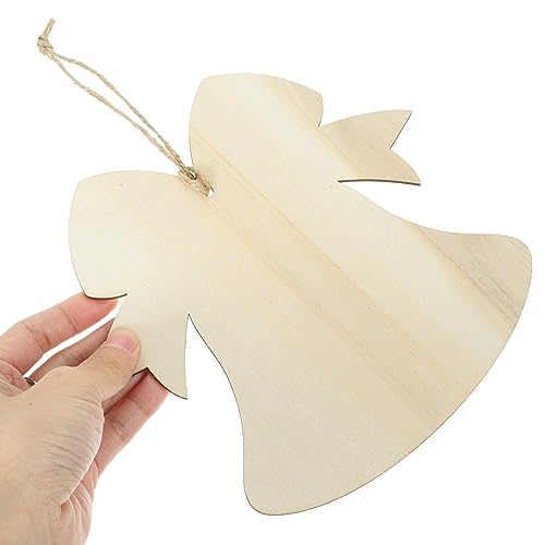 EXCEART 10Pcs Bell Shape Wood Cutouts Unfinished Christmas Wooden Ornaments Xmas Tree Hanging Embellishments Crafts for DIY Arts Crafts Holiday Party EXCEART