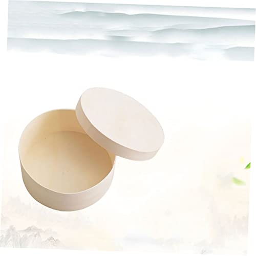VOSAREA 2 Pcs Wooden Keepsake Box Plain Wooden Boxes Wooden Craft Box Unfinished Keepsake Box Wooden Storage Container Small Gift Box Round Wood Case VOSAREA