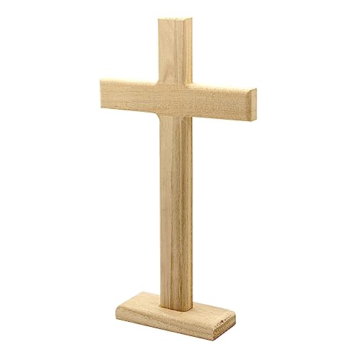 12 Inch 4 Pack Wood Cross Unfinished Wooden Crosses Unpainted Tabletop Cross for Crafts Cregugua