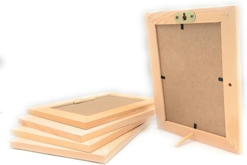 Oojami Unfinished Solid Wood Picture Frames for Arts Crafts, DIY Painting Project Stand or Hang on The Wall 6x8 Frame Size Holds 6x4 Pictures for Oojami