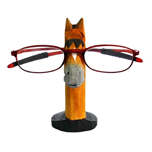 Red Dollar Handmade Wood Carved Animal Eyeglass Holder, Cute Sunglasses Display Stand, Nightstand Home Office Desk Decor, Christmas Holiday New Year Red Dollar