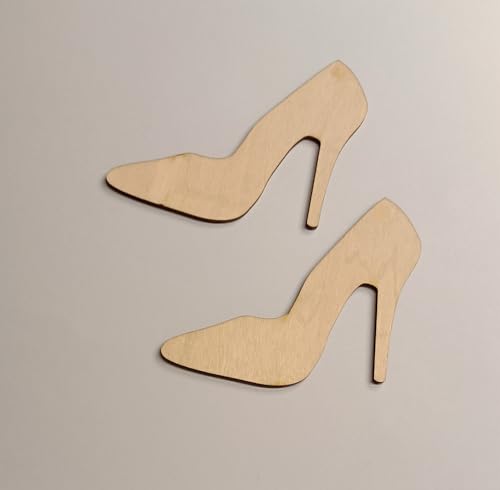 20pcs of High Heels Shaped Wood Cutouts,High Heel Shape,Wooden High Heel for Crafts and Decorations (4'') RUIXUAN