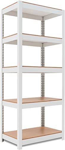 HOMEDANT House 5 Tier 24.4" W Laminated Metal Shelving Unit Adjustable Storage Utility Rack Heavy Duty Shelves Organization Multipurpose Shelf