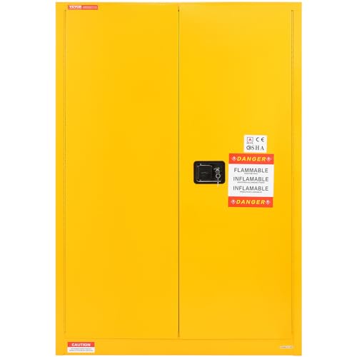 VEVOR Safety 45 Gal, Cold-Rolled Steel Flammable Liquid Storage Cabinet, 42.9 x 18.1 x 65.2 in Explosion Proof with 2 Adjustable Shelves 2 Manual VEVOR