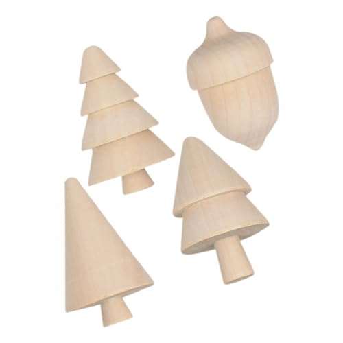 VILLCASE Unfinished Wood Christmas Tree Unfinished Wood Acorn Wood Doll Peg Tree Blank Wood Xmas Tree Crafts for DIY Arts Drawing Painting Craft VILLCASE
