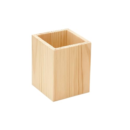 Cregugua 12 Pack Wood Pen hlolder Unfinished Wooden Pencil Holder for Homemade DIY Crafts (3"x3"x4") Cregugua