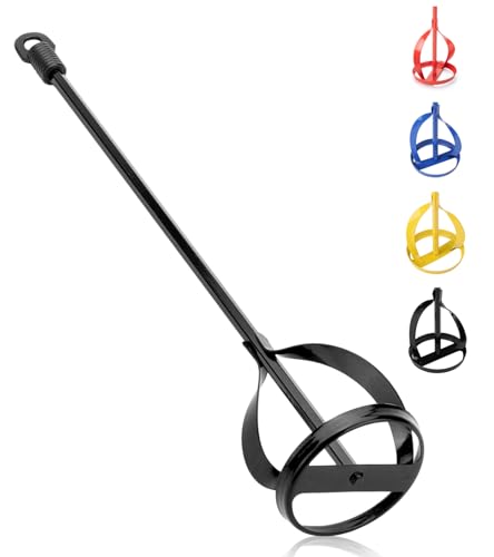 Bate Heavy Duty Paint Mixer Drill Attachment – Steel Mud Mixer Blade – For 1 To 5 Gallon Buckets – Stir Paint, Mud, Plaster, Adhesives – Hex Shaft, Corrosion-Resistant Coating