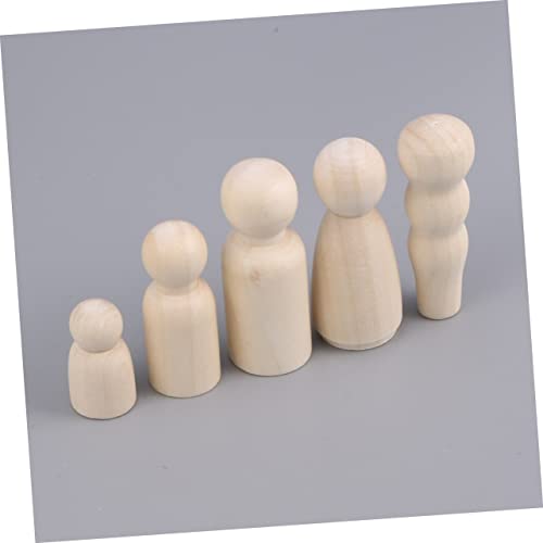 Anneome 50pcs Peg Dolls Unfinished Family Kids Dolls Kids Paint Toys Kids Toys Wood Peg People Wood Manikin for Anneome