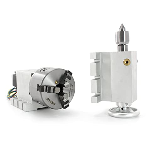 CNCTOPBAOS Rotational 4th Axis A axis Rotary Table,K11-100mm 3 Jaw Chuck Dividing Head,Gapless Harmonic Gearbox Reducer Ratio 50:1 w/ 65mm Tailstock CNCTOPBAOS