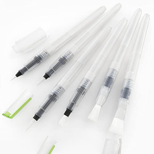 Arteza Water Brush Set of 6 - Fine, Medium & Broad Tips, Self-moistening, Portable, Perfect for Aquarelle & Watercolor Painting and Watercolors ARTEZA