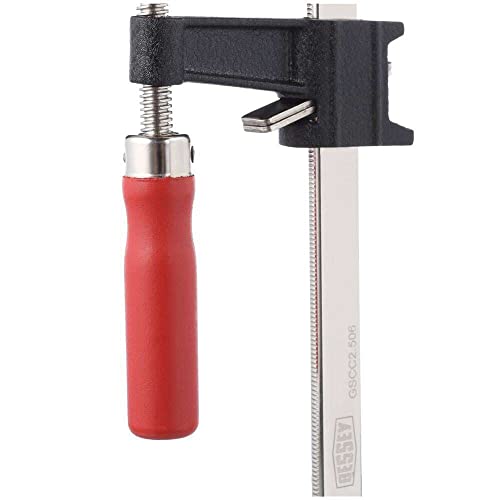 Bessey BESSEY GSCC4PK-C Clamp Set for Woodworking, F-style with Wood Handle, Replaceable Pads, 2 x 6 In and 2 x 12 In, 600 lb, Red/Black/Silver Bessey