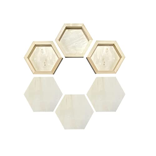 6 Pieces 6'' x 7'' Unfinished Wooden Hexagon Painting Panel Boards for Crafts, Blank Wood Canvas Panels for Pouring Art Cregugua
