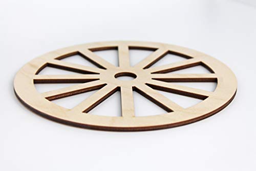 Spoked Wagon Wheel Unfinished Wood Laser Cut Out Cutout Shape Crafts Sign DIY Ready to Paint or Stain Texan Wood Crafts
