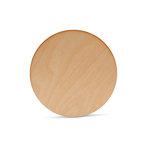 7-inch Wood Circle Disc, 1/8 inch Thick with Rustic Burnt Edges, Pack of 5 Unfinished Round Wooden Circles for Crafts, Birch Plywood, by Woodpeckers Woodpeckers
