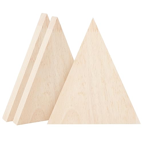 OLYCRAFT 3Pcs Unfinished Wooden Triangle Shaped Blocks Triangle Wooden Tray Plates Blank Wooden Cutouts Unpainted Wood Triangle Slices for Home OLYCRAFT