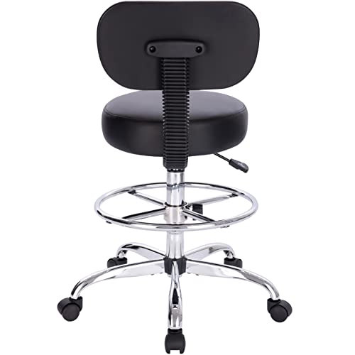 SUPERJARE Drafting Chair with Back, Adjustable Foot Rest Rolling Stool, Multi-Purpose Office Desk Chair, Thick Seat Cushion for Home Bar Kitchen Shop SUPERJARE