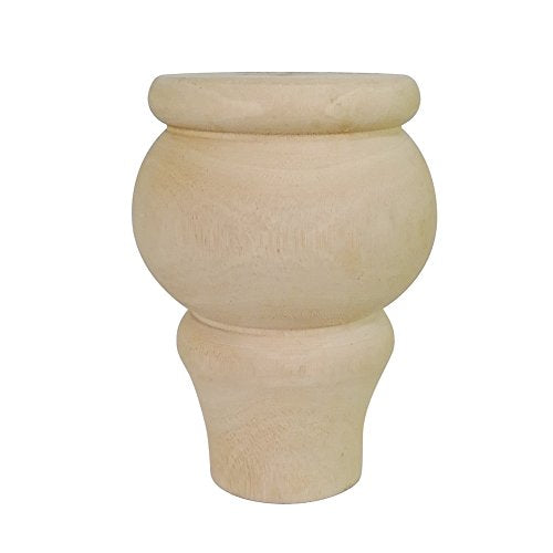 Btibpse Replacement Unfinished Sofa Legs Furniture Bun Feet Solid Wood Foot for Sofa, Chair, Loveseat, Ottoman, Dresser Set of 4 Btibpse