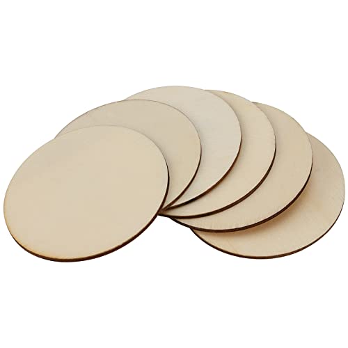 ZEONHAK 200 PCS 3 Inch Wood Circles, Circle Wood Pieces, Round Poplar Wood Discs, Wood Circles for Crafts, Painting, Home Decorations ZEONHAK
