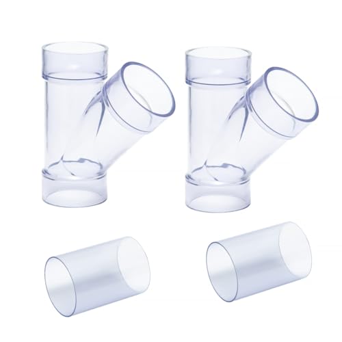 POWERTEC 70320-P2V 2-1/2" ID Y Fitting for OD Pipe or OD Connectors, with Splice for Dust Hose Connection, 2 Sets POWERTEC