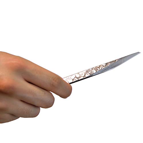KAKURI Kiridashi Knife Right Hand 12mm, Professional Razor Sharp Hand Forged Japanese Carbon Steel Blade Hammered Pattern for Woodworking, Marking, KAKURI