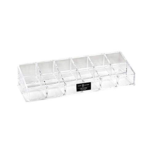 Isaac Jacobs Clear Acrylic 12 Compartment Nail Polish Holder, Organizer for Makeup, Essential Oils, Storage Solution, Rack Display (2 Rows (x6)) Isaac Jacobs International
