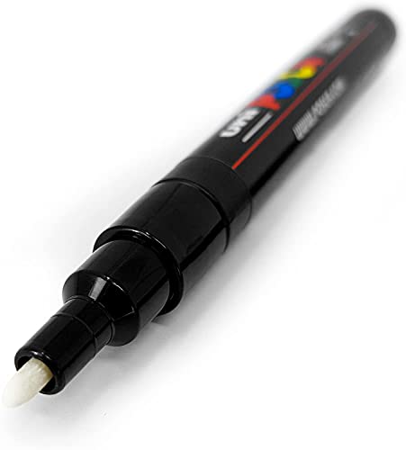 Posca - Ultra Fine to Fine Paint Marker Pens Set - PC-1MR, PC-1M, PC-3M - Black Ink - Pack of 3 posca