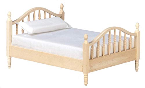 Dolls House Unfinished 1:12 Bedroom Furniture Natural Wood Spindle Double Bed Melody Jane Dolls Houses