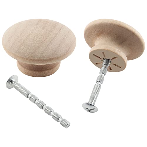 Murtenze 10 Pack 1-1/2 Inch Wood Knobs Unfinished Round Mushroom Shape Wooden Cabinet Pulls Handles Drawer Knobs Dresser Knobs for Drawer Dresser Murtenze