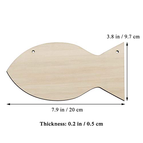 Creaides Fish Wood DIY Crafts Cutouts Wooden Fish Shaped Hanging Ornaments Unfinished Wood Signs with Twines for Wedding Birthday Christmas Party Creaides