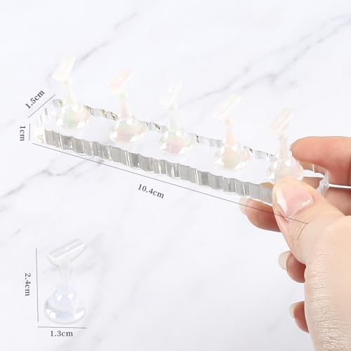 BQAN 2 Set Nail Holder for Painting Nails, Transparent Acrylic Nail Stand for Press on / Fake Nail Tips Training / Nails Display with 96 Pcs Reusable BQAN