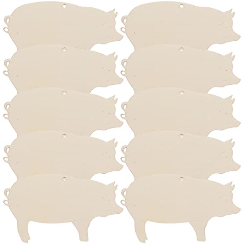 COHEALI 10pcs Wood Blanks Unfinished Wood Pigs Wood Gift Tags Wood Pigs Slices Gift Label Pig Shape Wood Tags Craft Wood Deer Out Animal Label Tags COHEALI