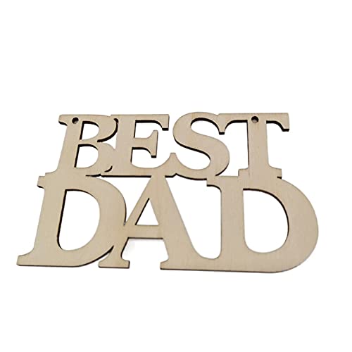 BinaryABC Fathers Day Unfinished Wood Decorations,Father's Day Crafts Wooden Embellishments Ornaments,Best Dad Ever Decorations,10Pcs BinaryABC