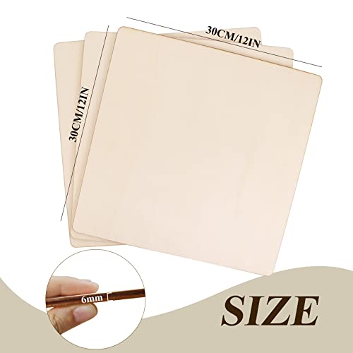 FSWCCK Unfinished Blank Square Wood Pieces, 5 Pack 6mm 1/4" x 12" x 12" Craft Wood, Plywood Board Basswood Sheets, Perfect for DIY Projects, Drawing, FSWCCK
