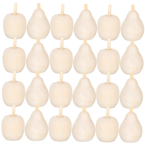 Kisangel 160 pcs Wooden Fruit Ornaments Simulation pear Model Lifelike Mini Pears unpainted Wooden Pears Kids Unfinished Fruit DIY Fruit Mushroom Kisangel