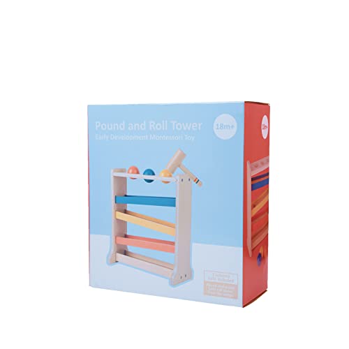 Twefex Montessori Ball Tracker, Award Winning Durable Pound A Ball Drop Toy, Early Developmental Montessori Toys, Wooden Toys for Toddlers 1-3 Year Twefex