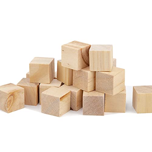 Wood Blocks for Crafts, Unfinished Wood Cubes, 3cm Natural Wooden Blocks, Pack of 30 Wood Square Blocks, Wooden Cubes for Arts and Crafts and DIY SIWUCHYE