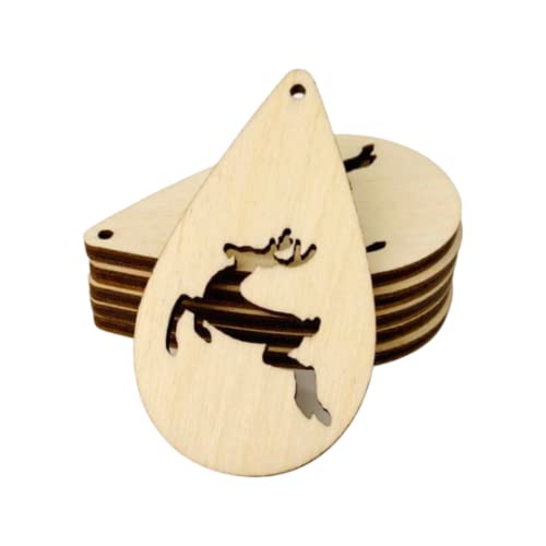 ALL SIZES BULK (12pc to 100pc) Unfinished Wood Laser Cutout Reindeer Deer Dangle Earring Jewelry Blanks Shape Ornaments Crafts Made in Texas Texan Wood Crafts