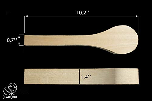 BeaverCraft Basswood Wood Carving Spoon Blank B1 10" x 2" x 1.4" Premium Wood Whittling Wood Carving for Beginners Kids BeaverCraft