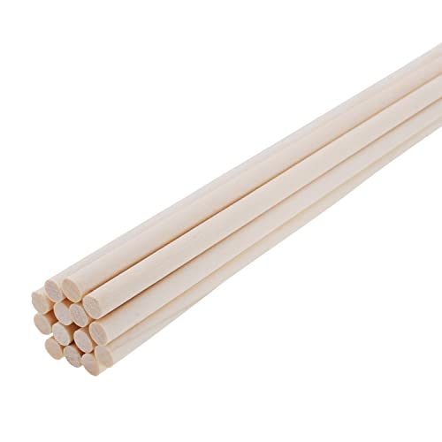 Mandala Crafts ¼ Inch Birch Wooden Dowel Rods 36 Inches - 50 Round Wood Sticks for Crafts Macrame - Natural Unfinished Wood Dowels for Cake Dowels Mandala Crafts