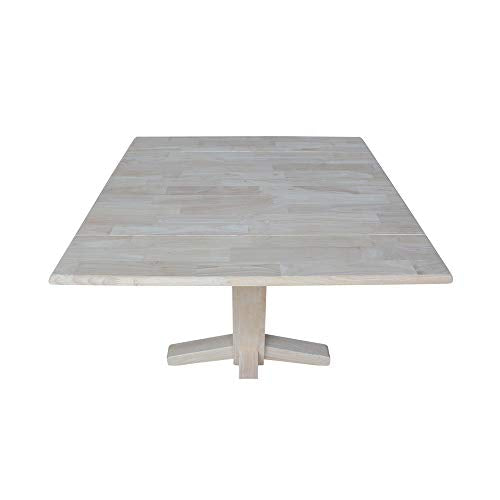 International Concepts Square Dual Drop Leaf Dining Table, 7 by 36-Inch, Unfinished IC International Concepts